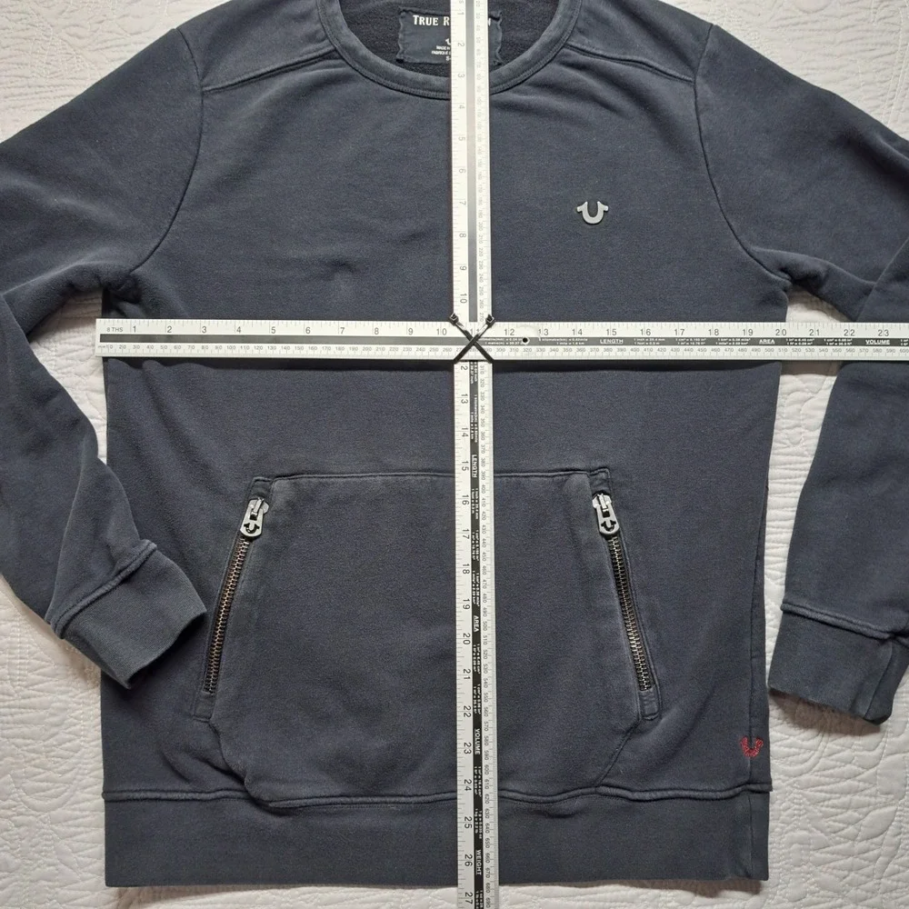 True Religion Sweatshirt Mens Small Black Good Zip Pocket Horseshoe M19FF09N7G